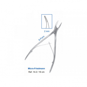 Кусачки костные Micro-Friedmann 16,0 см (рабочая часть 2 мм)